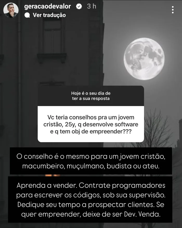 Vc teria conselhos pra um jovem cristão, 25y, q desenvolve software e q tem obj de empreender???