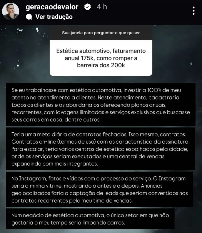 Estética automotivo, faturamento  4 anual 175k, como romper a  barreira dos 200k