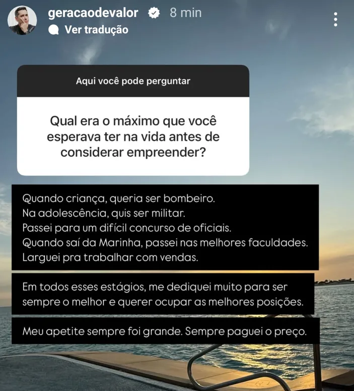 Qual era o máximo que você esperava ter na vida antes de considerar empreender?