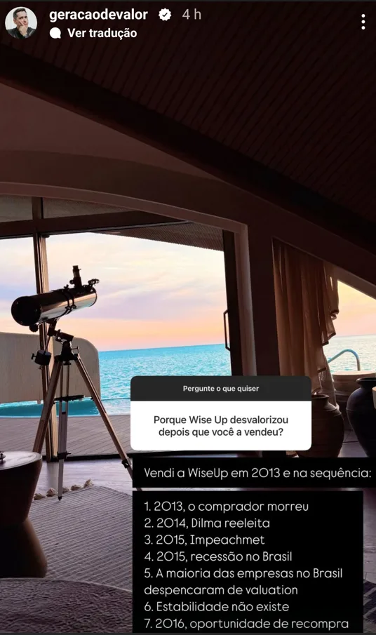 Porque Wise Up desvalorizou depois que você a vendeu?