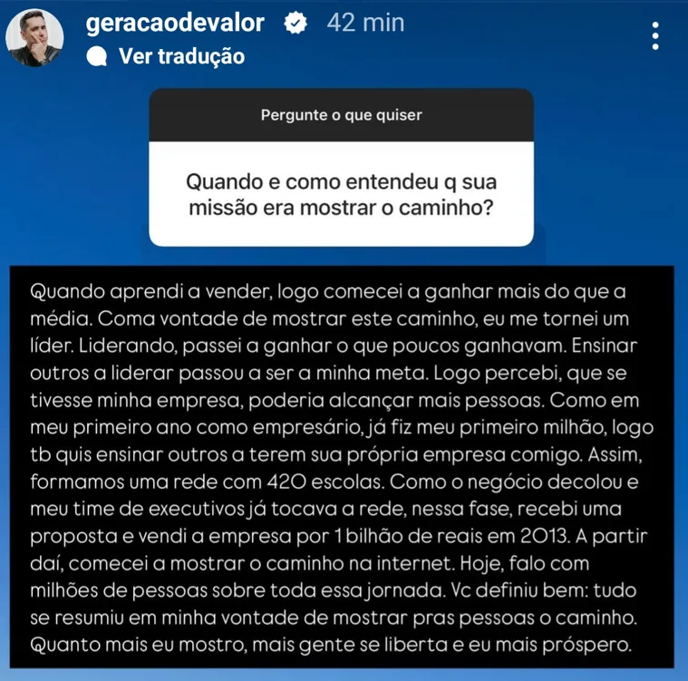 Quando e como entendeu q sua missão era mostrar o caminho?