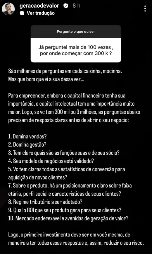 Já perguntei mais de 100 vezes , por onde começar com 300 k ?
