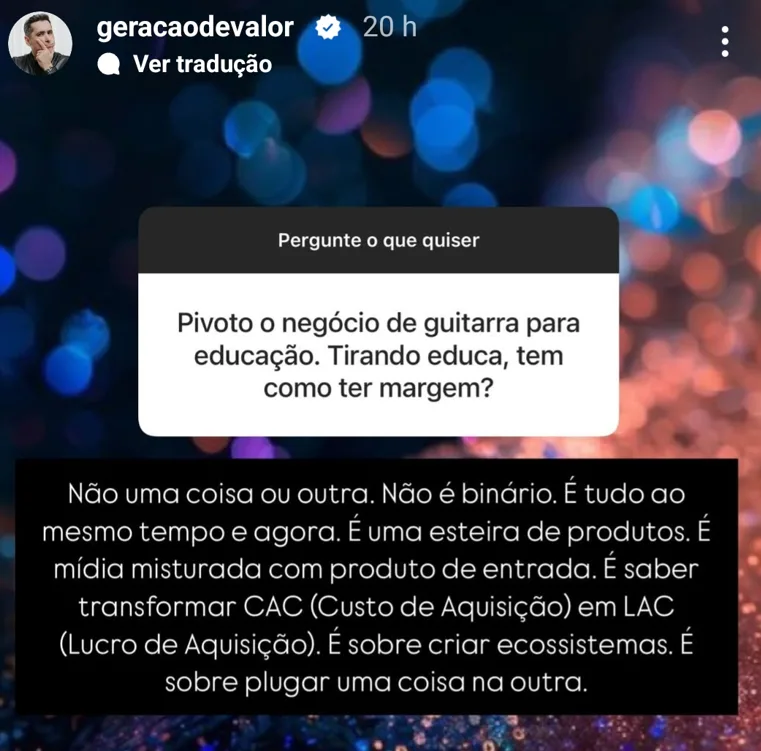 Pivoto o negócio de guitarra para educação. Tirando educa, tem . como ter margem?