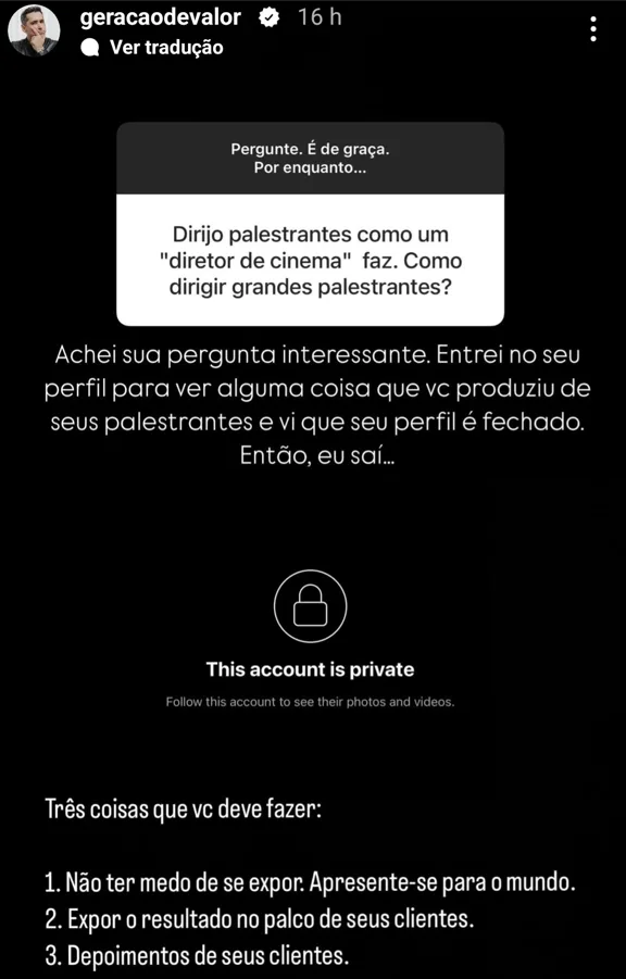 Dirijo palestrantes como um "diretor de cinema" faz. Como dirigir grandes palestrantes?