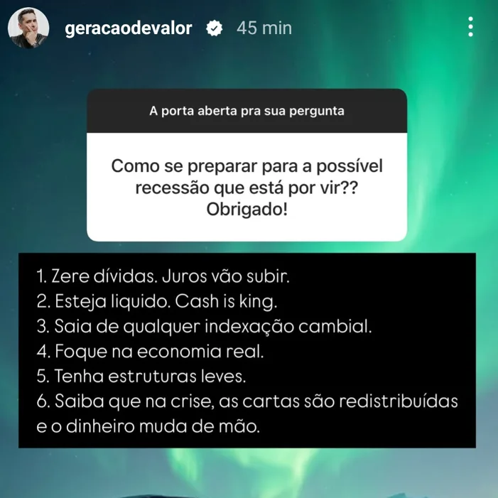 Como se preparar para a possível recessão que está por vir?? Obrigado!