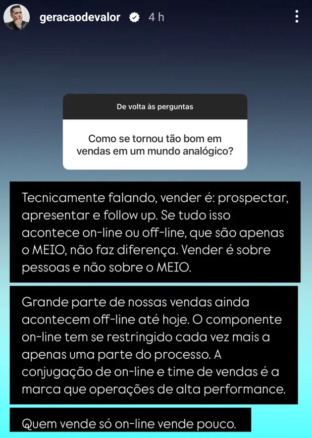 Como se tornou tão bom em vendas em um mundo analógico?