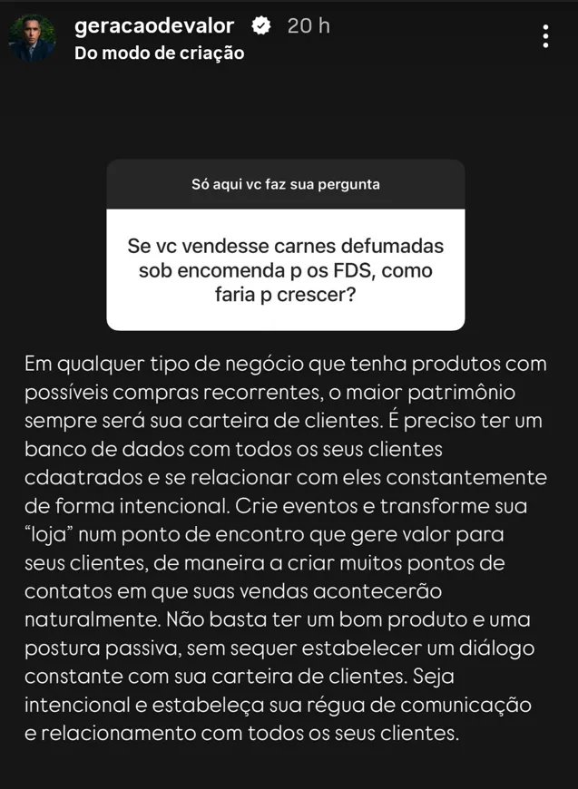 Se vc vendesse carnes defumadas sob encomenda p os FDS, como faria p crescer?