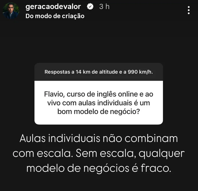 Flávio, curso de inglês online e ao vivo com aulas individuais é um bom modelo de negócio?