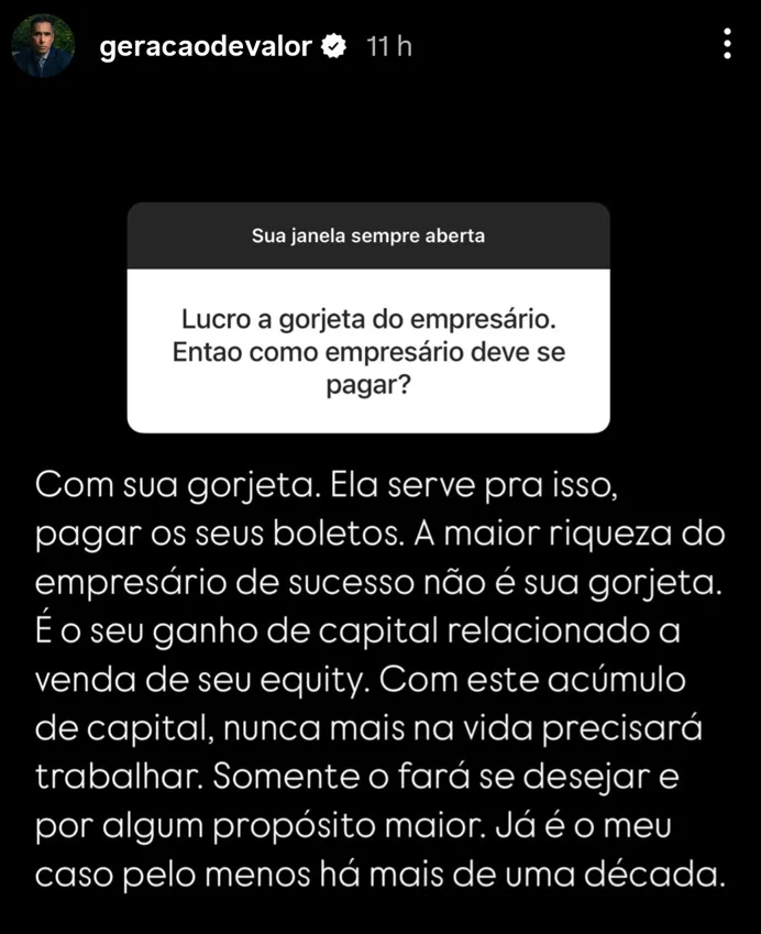 Lucro a gorjeta do empresário. Entao como empresário deve se pagar?