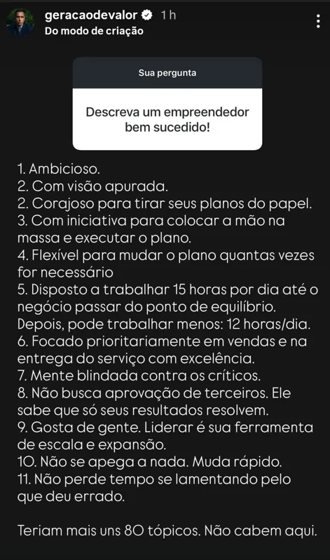 Descreva um empreendedor bem sucedido!