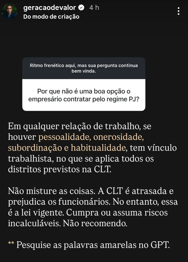 Por que não é uma boa opção o empresário contratar pelo regime PJ?
