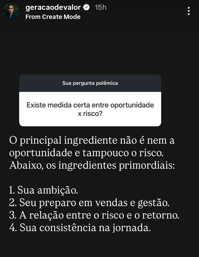 Existe medida certa entre oportunidade x risco?
