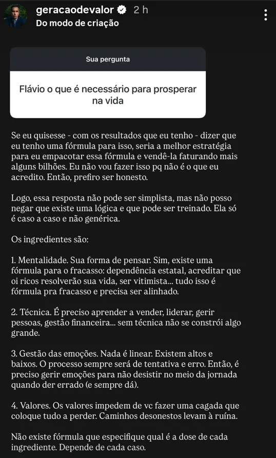 Flávio o que é necessário para prosperar na vida
