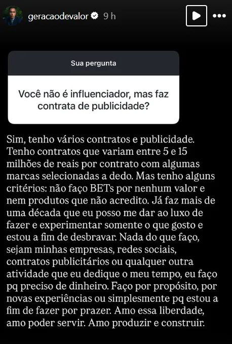 Você não é influenciador, mas faz contrata de publicidade?