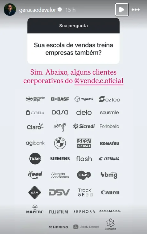 Sua escola de vendas treina empresas também?