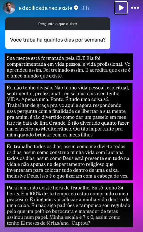 Voce trabalha quantos dias por semana?