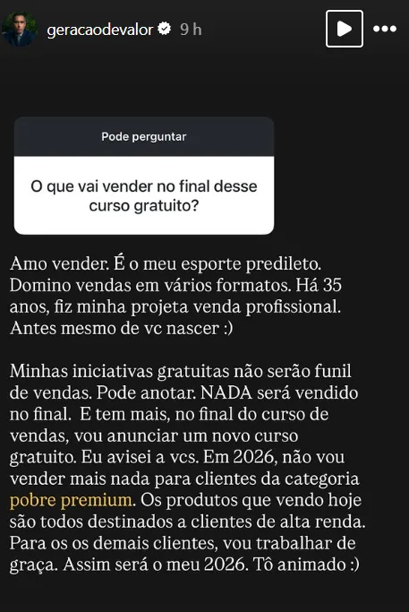 O que vai vender no final desse curso gratuito?