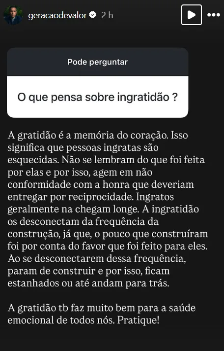 O que pensa sobre a ingratidão ?