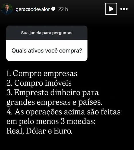 Quais ativos você compra?