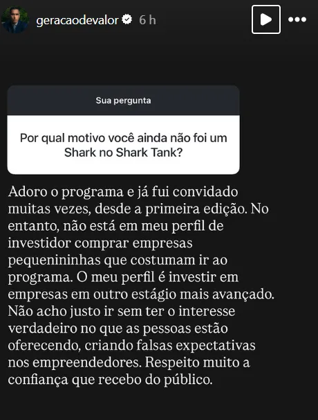 Por qual motivo você ainda não foi um Shark no Shark Tank?