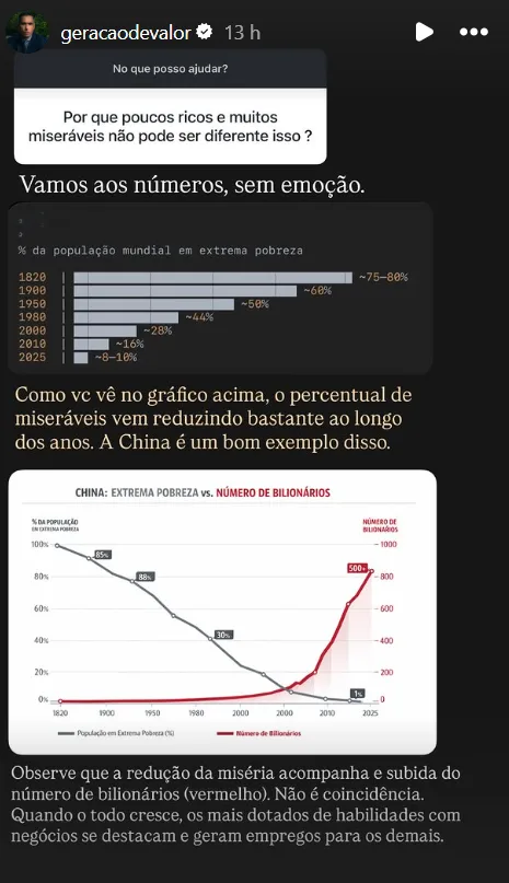 Por que poucos ricos e muitos miseráveis não pode ser diferente isso ?