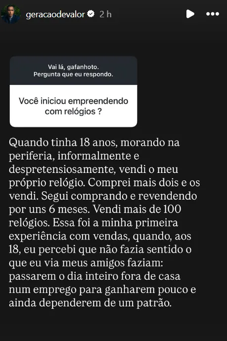Você iniciou empreendendo com relógios ?