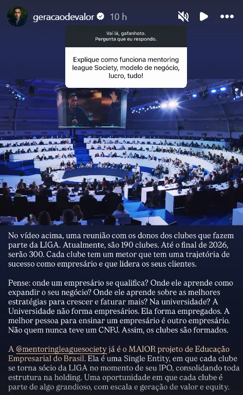 Explique como funciona mentoring league Society, modelo de negócio, lucro, tudo!