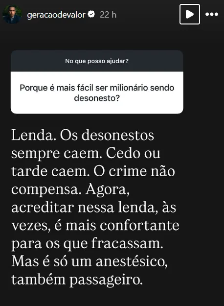 Porque é mais facil ser milionário sendo desonesto?