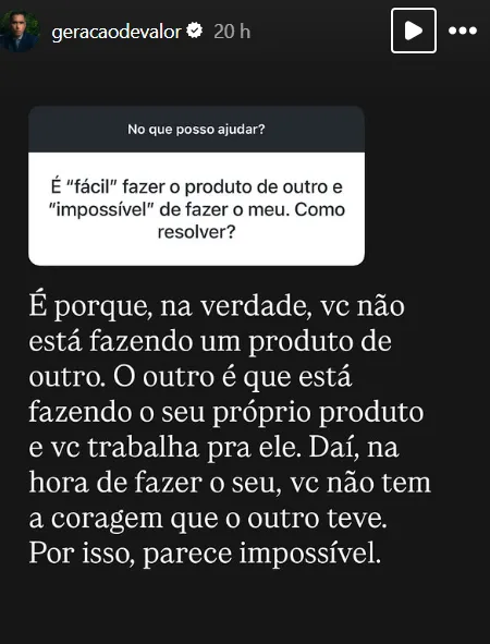 É “facil” fazer o produto de outro e "impossível" de fazer o meu. Como resolver?