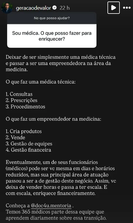 Sou médica. O que posso fazer para enriquecer?