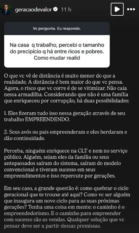 Na casa q trabalho, percebi o tamanho do precipício q há entre ricos e pobres. Como mudar realidade