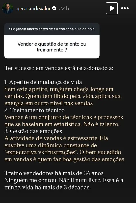 Vender é questão de talento ou treinamento ?