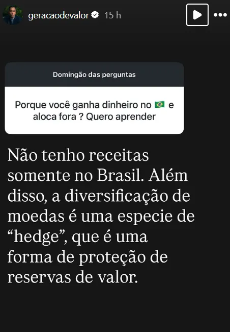 Porque você ganha dinheiro no Brasil e aloca fora ? Quero aprender