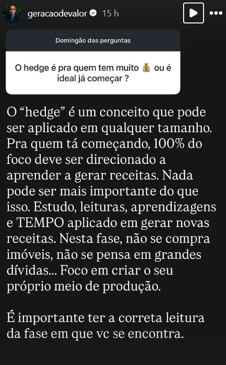 O hedge é pra quem tem muito dinheiro ou é ideal já começar ?