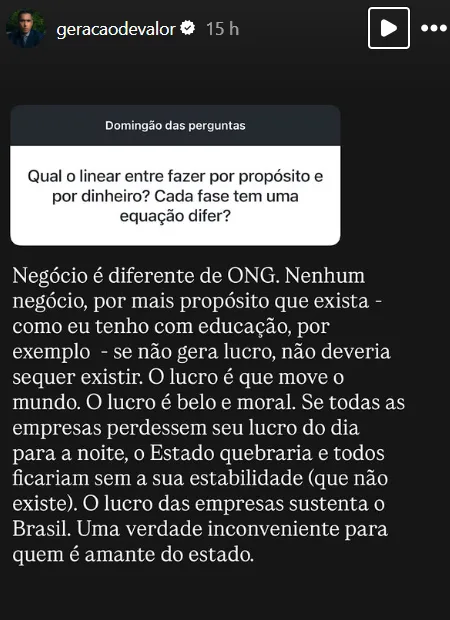 Qual o linear entre fazer por propósito e por dinheiro? Cada fase tem uma equação difer?