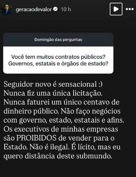 Você tem muitos contratos públicos? Governos, estatais e órgãos de estado?