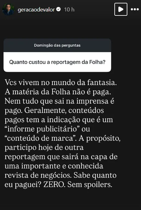 Quanto custou a reportagem da Folha?