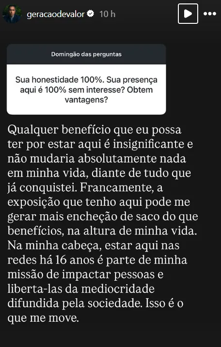 Sua honestidade 100%. Sua presença aqui é 100% sem interesse? Obtem vantagens?