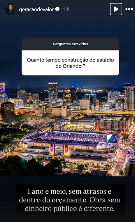 Quanto tempo construção do estádio do Orlando ?