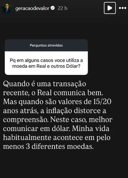 Pq em alguns casos voce utiliza a  moeda em Real e outros Dólar?