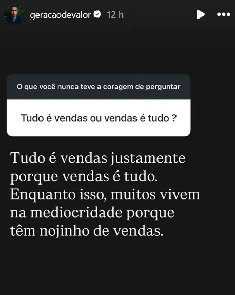 Tudo é vendas ou vendas é tudo ?
