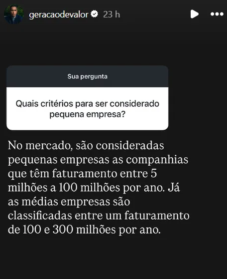 Quais critérios para ser considerado pequena empresa?