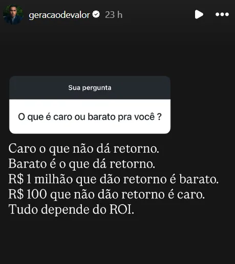 O que é caro ou barato pra você?