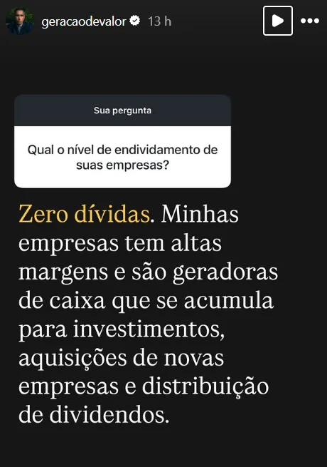 Qual o nível de endividamento de suas empresas?