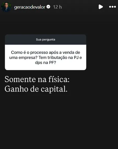 Como é o processo após a venda de uma empresa? Tem tributação na PJ e dps na PF?