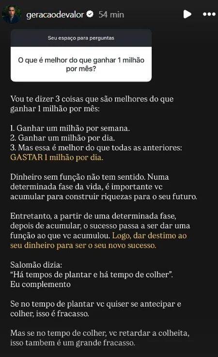 O que é melhor do que ganhar 1 milhão por mês?