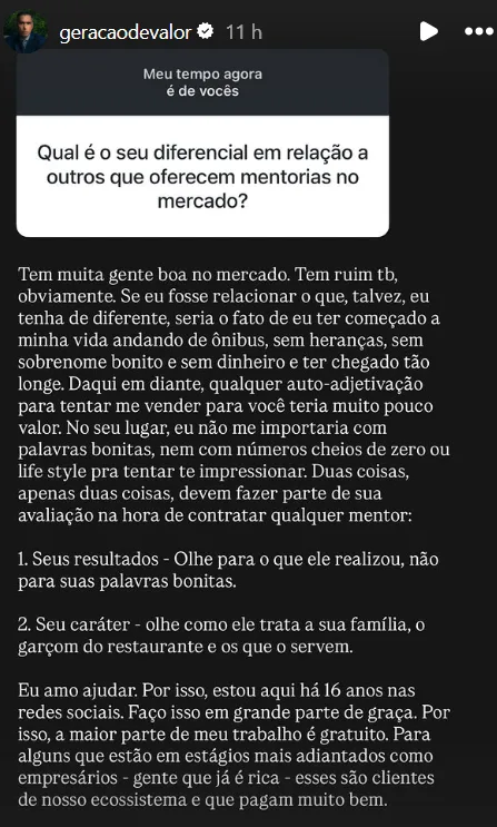 Qual é o seu diferencial em relação a outros que oferecem mentorias no mercado?