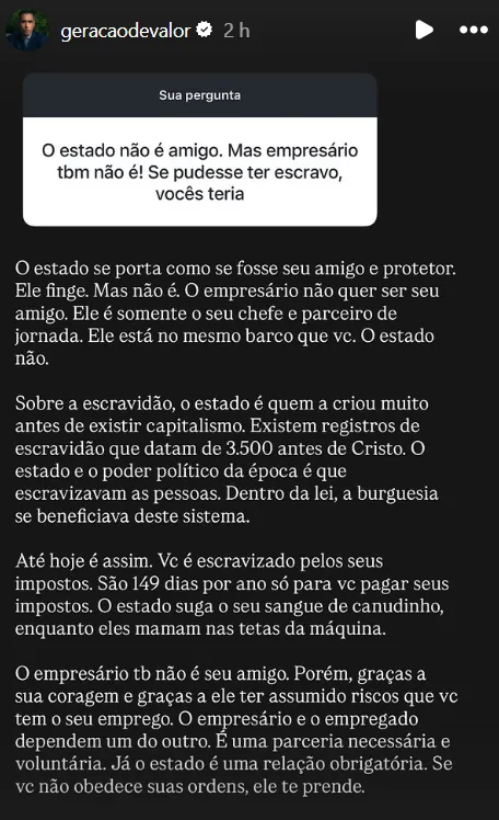 O estado não é amigo. Mas empresário tbm não é! Se pudesse ter escravo, vocês teria
