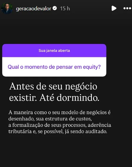 Qual momento de pensar em equity?