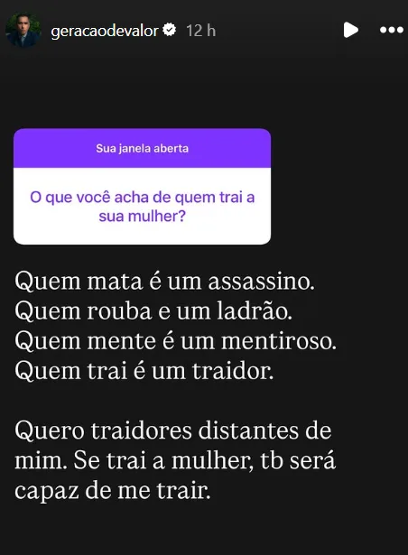 O que você acha de quem trai a sua mulher?